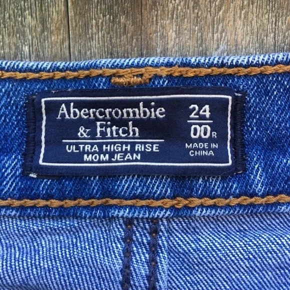 Abercrombie & Fitch Ultra High Rise Mom Jean Distressed Blue 00 - Picture 5 of 16